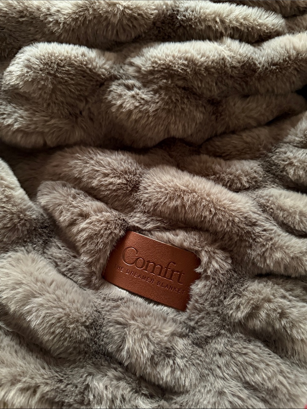 Comfort Plush Faux Fur Throw Blanket - Taupe